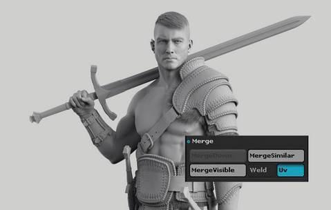 ZBrush Merge SubTools UI for warrior character