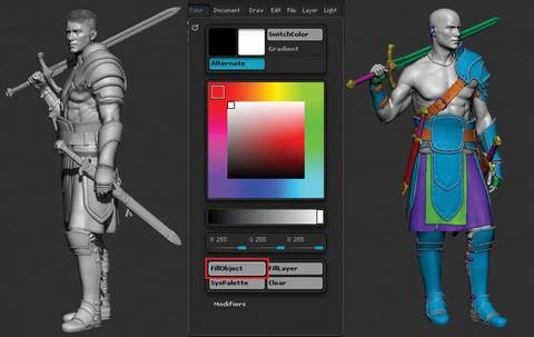 ZBrush Color Fill object for generating Material ID