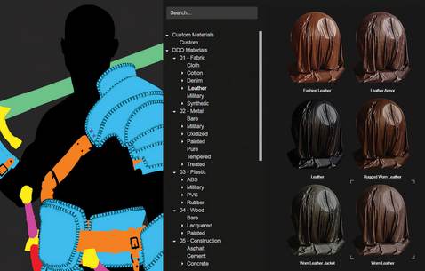Quixel preset PBR material library panel