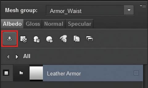 Quixel texture exporter button UI