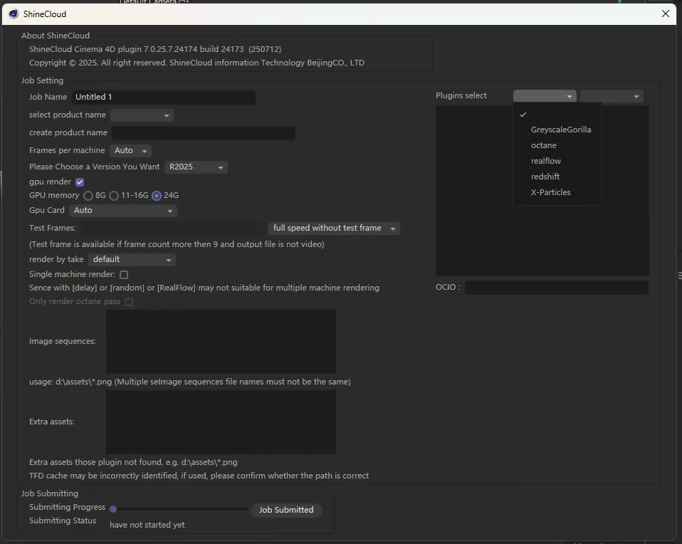 Step 5: Configure software and plugins in Cinema 4D submission panel