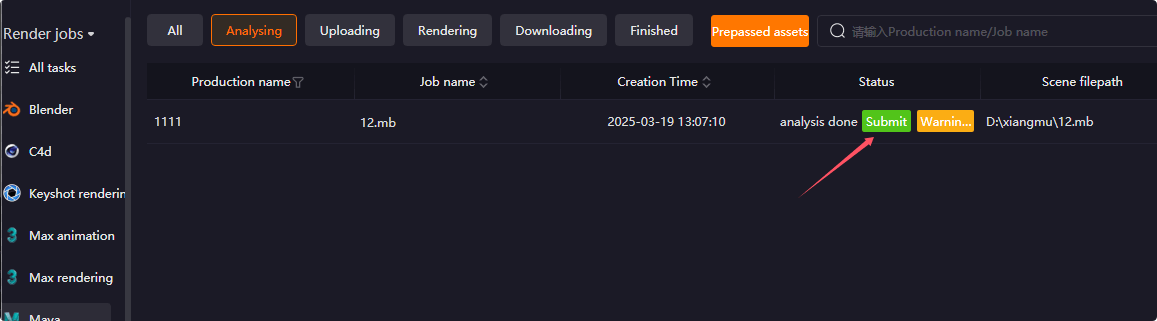 Step 9: Submit Maya render task
