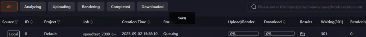 Step 17: Render progress monitoring interface