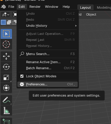 Step 4: Access Preferences in Blender