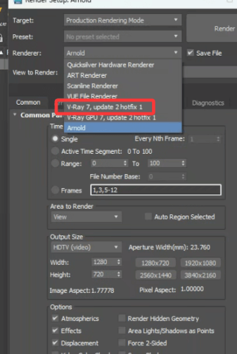 Step 11: Select V-Ray renderer in 3ds Max