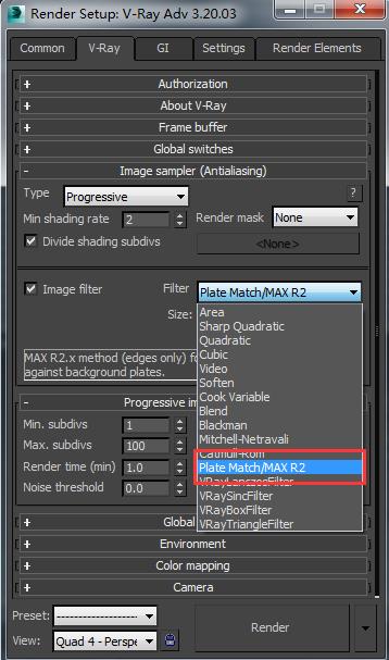 Then after selecting Plate Match/Max r2 to render the rendering black.