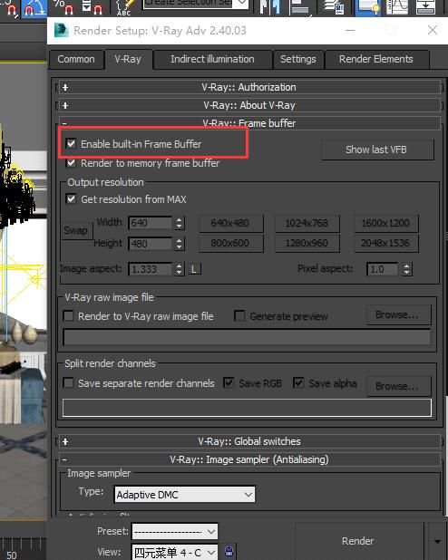 V-Ray Frame Buffer Settings