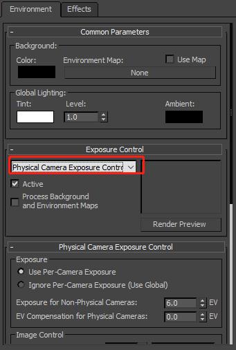 Physical camera Exposure control
